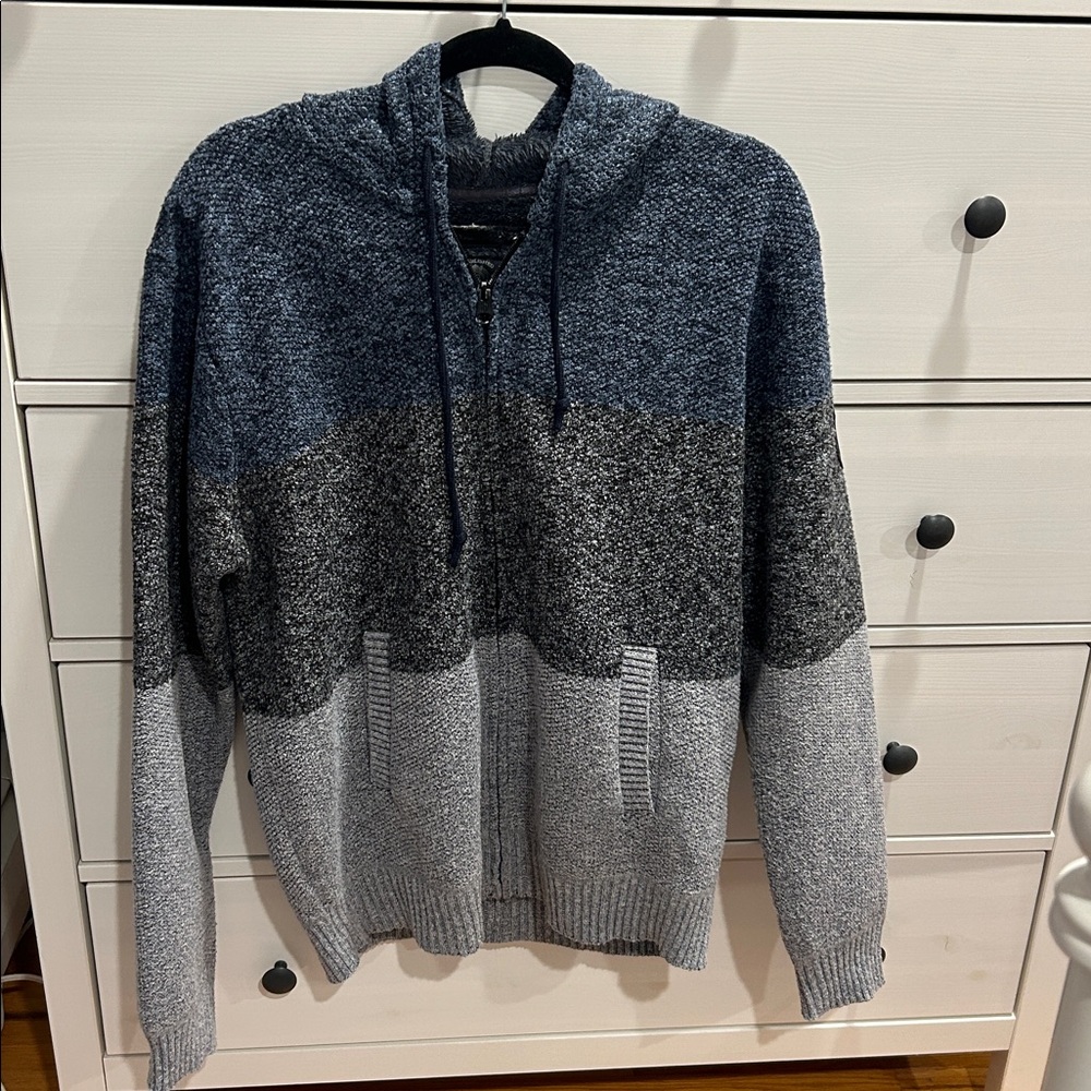 Buffalo David Bitton Men's Zip-Up Sweater in Blue and Gray